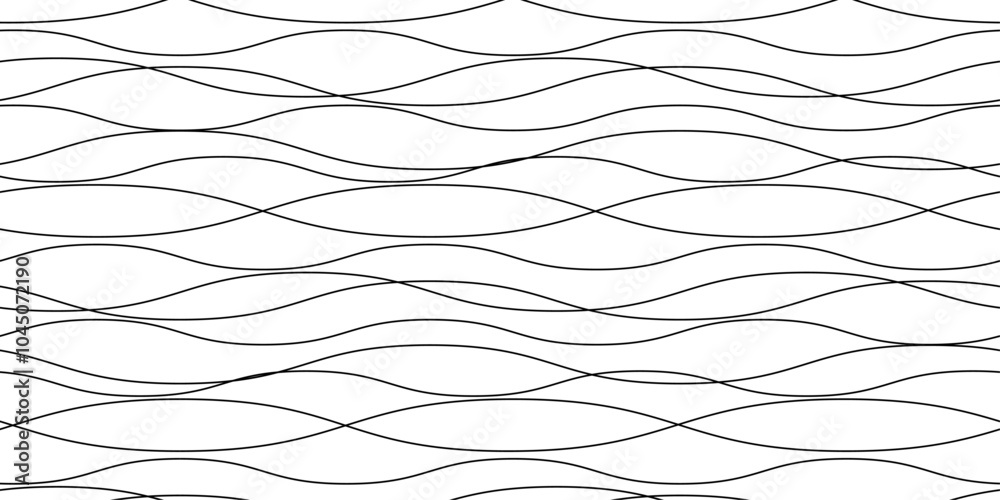Poster Seamless wave pattern. Water waves. Abstract wavy lines isolated on transparent background. Vector illustration 