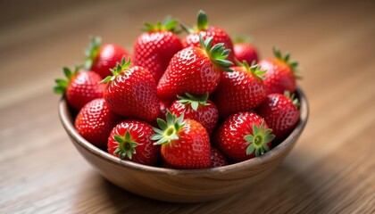  Fresh and juicy strawberries in a bowl ready to be enjoyed