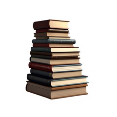 Stack of books, 3D rendering isolated on transparent background.