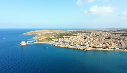  Vibrant coastal cityscape under clear skies