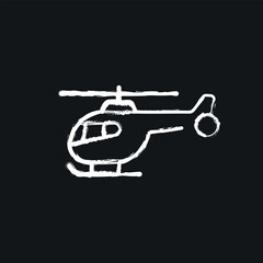 Helicopter chalk icon. Thin line customizable illustration. Contour symbol. Vector isolated outline drawing.