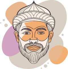 a drawing of a man with a beard and mustache.