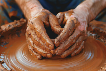 Traditional pottery is made on a potter&rsquo;s wheel.