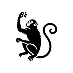 Creative simple monkey silhouette vector Style with white background