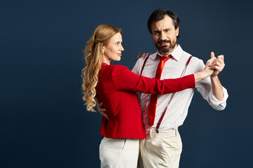 A talented couple showcases their love through an elegant dance in a serene setting.