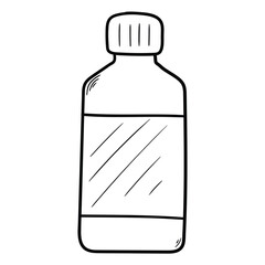 Hand drawn doodle empty plastic bottle on white background.