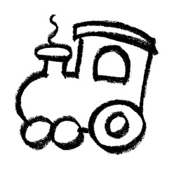 Train Toy Icon Crayon Chalk Drawing Vector