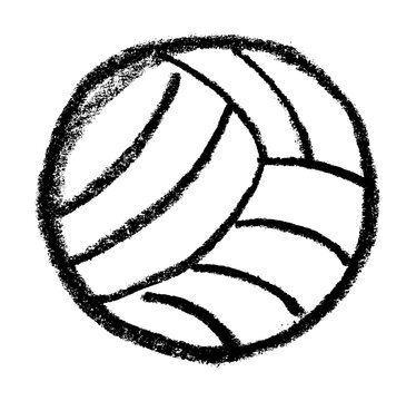Volleyball Sports Ball Icon Crayon Chalk Drawing Vector