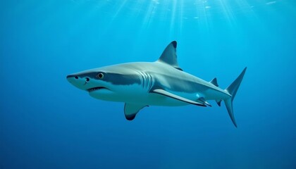 Obraz premium Silver Shark in Deep Blue Ocean