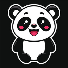 Cute panda hand drawn cartoon sticker icon concept isolated illustration