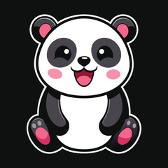 Cute panda hand drawn cartoon sticker icon concept isolated illustration