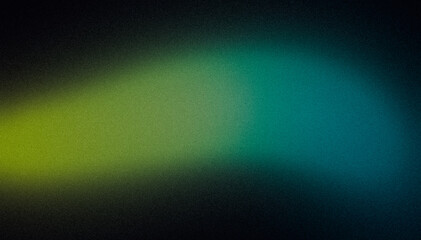Dark color spot grainy backdrop design. Abstract green blue smooth black color spots on dark noisy glowing gradient. Color wave shaped. cover, header, banner, poster