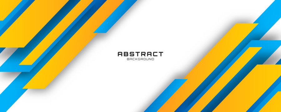 3D blue yellow abstract background overlap layer on bright space with diagonal stripes effect decoration. Modern graphic design element lines style concept for banner, flyer, card, or brochure cover