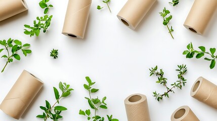 Recycled Paper Rolls with Greenery
