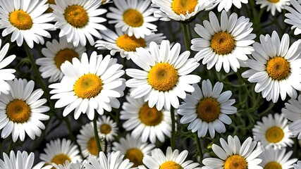 Fototapeta premium Chamomile Harmony: A Seamless Pattern of White Daisy Blossoms
