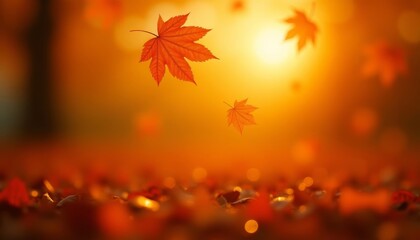  Autumns golden glow with falling leaves