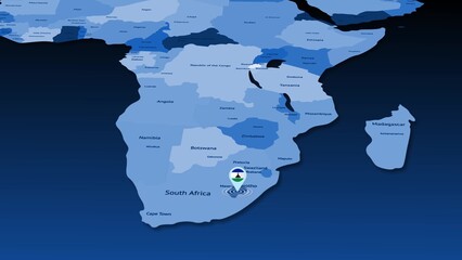 Lesotho location tracking earth map