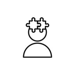 People head with puzzles icon Isolated flat vector in outline