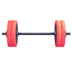 Obraz premium Colorful barbell with red weights on a transparent background.