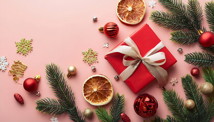 flat lay christmas design creating festive holiday vibe