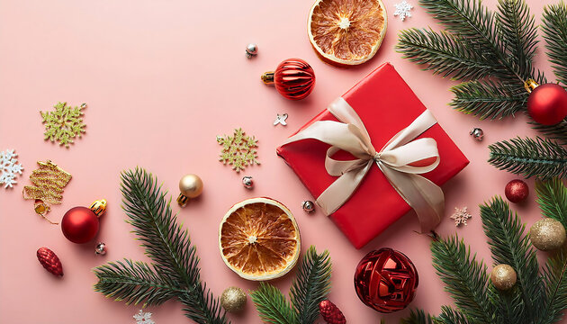 flat lay christmas design creating festive holiday vibe