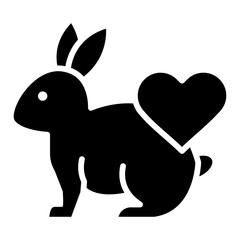 Vector icon of Cruelty-Free. A rabbit with a heart representing products that are not tested on animals. Ideal for ethical beauty and personal care brands.