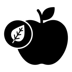 Vector icon of Vegan. An apple with a leaf symbolizing vegan and plant-based diets. Ideal for promoting vegan products, healthy eating, and sustainable food practices.