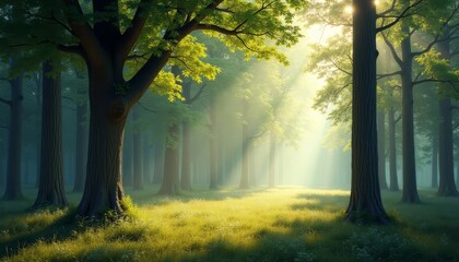 Naklejka premium Enchanted Forest A Path of Light and Shadow