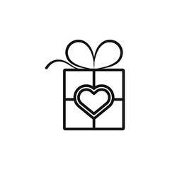 Valentine's day gift icon Isolated flat vector in outline