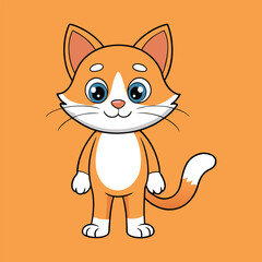 Vector little cute cat cartoon character. Cat Cartoon Vector Illustration
