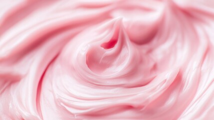 Fototapeta premium Luscious soft pink cosmetic cream forms elegant swirls, showcasing smooth textures ideal for beauty and skincare products