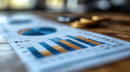 business report illustration featuring graphs and charts, showcasing data-driven insights and trends, designed to represent the analytical side of business concepts
