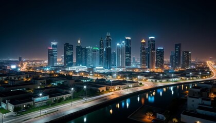 Obraz premium City lights twinkling under the night sky