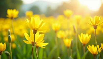 Fototapeta premium Bright and Beautiful A Field of Sunflowers