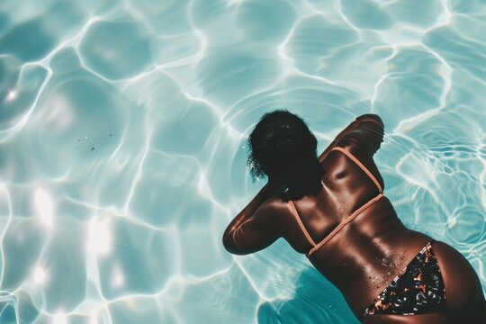 Sunbathing by the pool swimming outdoors swimwear.