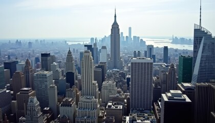 Fototapeta premium Elevated view of a bustling city skyline
