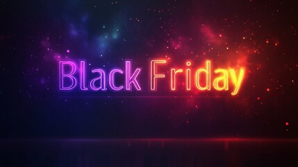 3D Black Friday Shopping Banner with Neon Text: Limited-Time Promotion for Store Discounts
