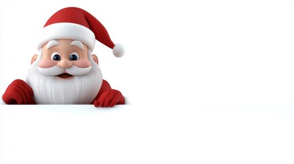 Naklejka premium A cartoon of Santa Claus with a red hat and a white background
