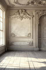 Fototapeta premium Timeless and Elegant Cream Wall with Intricate Carvings for a Classy Touch