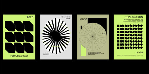 Posters with silhouette minimalistic basic figures, extraordinary graphic assets of geometrical shapes transition style. Modern minimalistic print.
