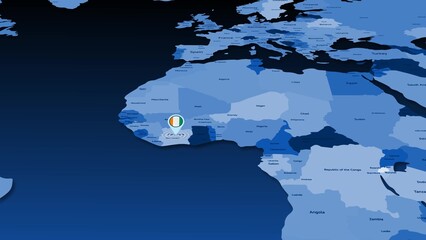Cote-divoire flag icon GPS location tracking earth map