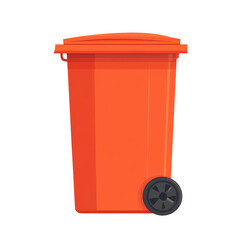 Orange waste bin on a transparent background.