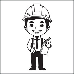 Cute Cartoon Architect Silhouette