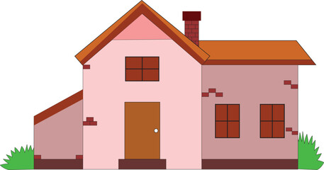 the house with roof illustration for kids books, house vector, house coloring 