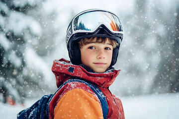 Happy friends family travelers active winter sports resort xmas vacation, Generative AI