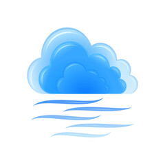 Cumulonimbus clouds and fog, cartoon icon for weather and seasons, on white background.