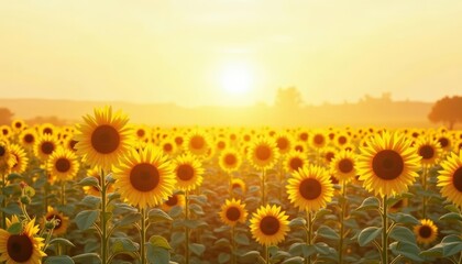 Obraz premium Bright and Beautiful Sunflower Field