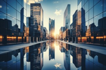 Office buildings landscape city architecture.