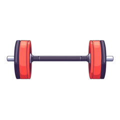 Red and black dumbbell isolated on a transparent background.