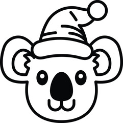 A cartoon koala wearing a red santa hat